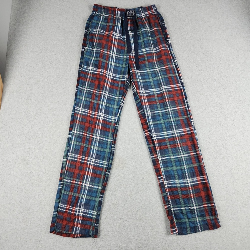 Lucky Brand Pajama Pants Womens XS Blue Red Plaid Fleece Sleepwear Drawstring